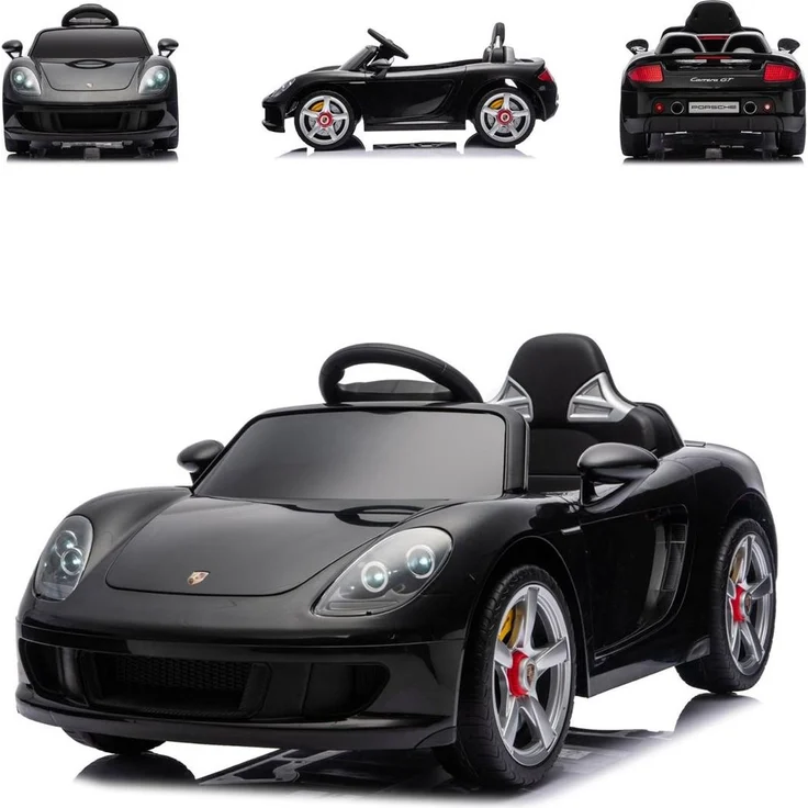 Chipolino Porsche Carrera GT, Kinderelektroauto mit Fernbedienung, Bluetooth, 2 Motoren, schwarz, für Kinder ab 3 Jahren, Gurt, Musikfunktion, 2 Geschwindigkeitsstufen