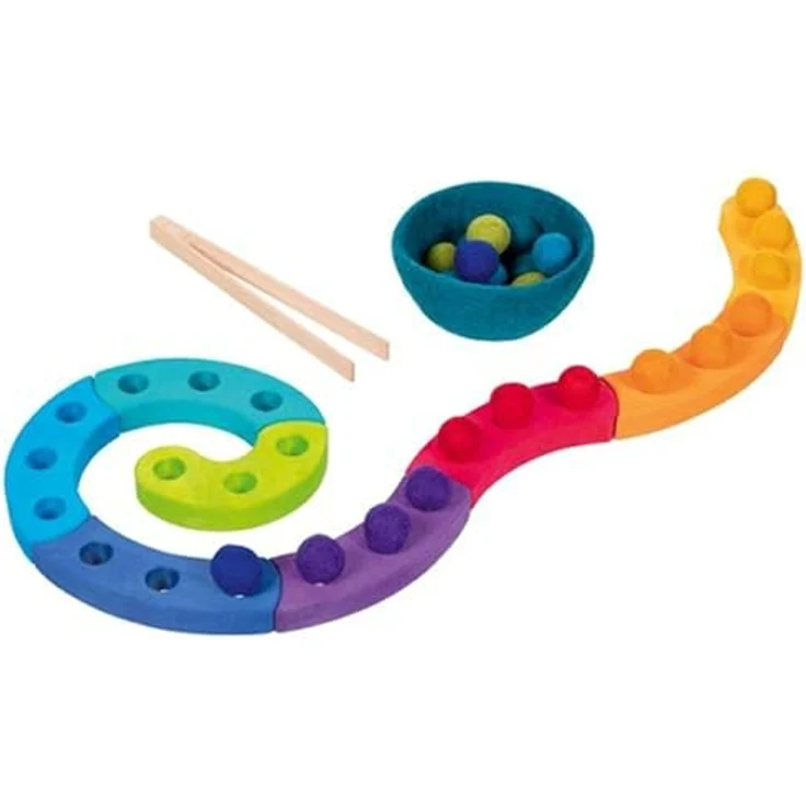 Goki Holz-Farbsortierspiel Spirale, 29-tlg. Lernspielzeug zur Förderung von Farben- und Formenverständnis, bunt – Bild 2