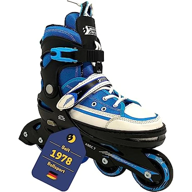 Best Sporting Inline Skates Kinder I Rollschuhe größenverstellbar I robuste Inliner für Jugendliche mit Bremse I schwarz/blau I Rollerskates Schuhe Kinder I Inliner mit 4 Rollen – Bild 1