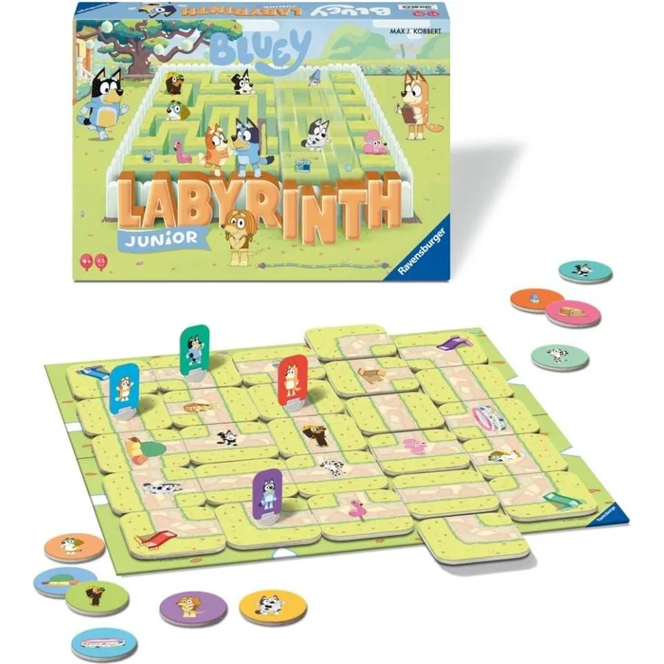 Ravensburger Labyrinth Junior Bluey, Brettspiel für Kinder mit spannenden Labyrinth-Abenteuern