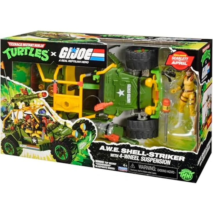 Playmates Teenage Mutant Ninja Turtles X G.I. Joe A.W.E. Shell-Striker Fahrzeug mit Figur, bedruckte Box – Bild 12