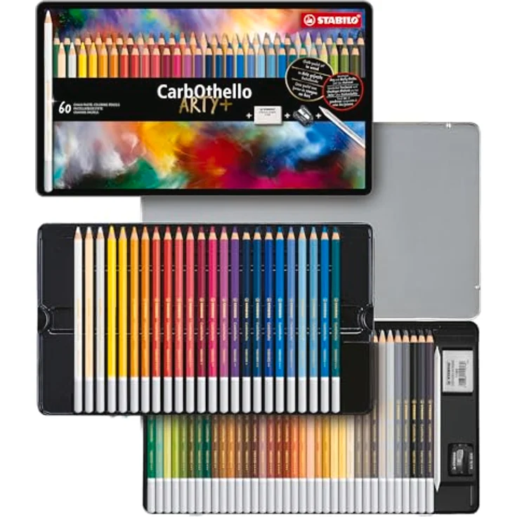 STABILO CarbOthello Arty, 60er Metalletui mit Pastellkreidestiften, Künstlerqualität, Ø 4,4 mm, hochpigmentiert, trocken misch- und wischbar – Bild 1