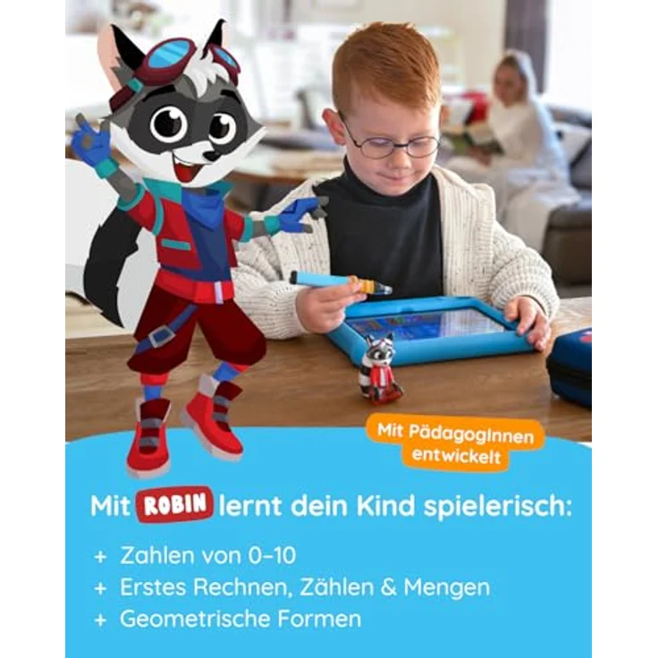 Edurino Starterset Robin Zahlen & Mengen ab 4 Jahren inkl. Eingabestift I Innovatives und digitales Lernspiel I Spielerisches Lernen von Zahlen 0-10 | Erstes Rechnen | Geometrische Formen – Bild 4