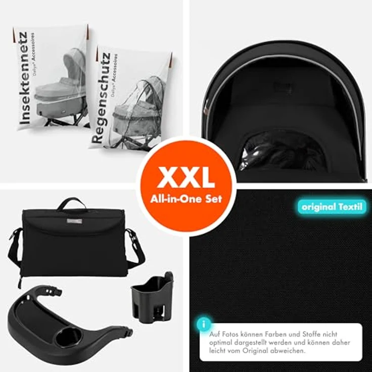 Daliya FLEXI-PRO M 2in1 Kombikinderwagen, Buggy mit Liegefunktion, höhenverstellbar, klappbar, Schwarz Uni – Bild 3