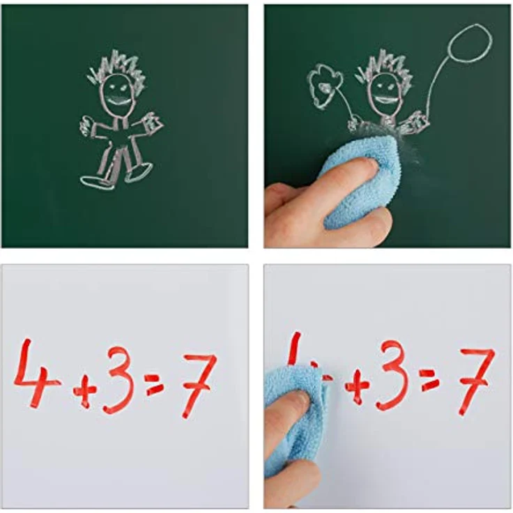 relaxdays Standtafel Kinder mit Whiteboard, höhenverstellbar, natur/weiß/grün, 3in1 Kreidetafel und Kinderstaffelei – Bild 7