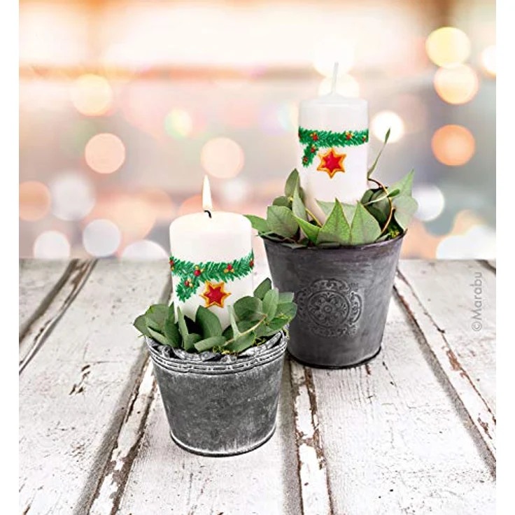 Marabu Candle Pen Set "Christmas Spirits", 10 Cremige Kerzenpens à 25 ml, Auf Wasserbasis, Lichtecht, Geruchsneutral, Wetterfest – Bild 4