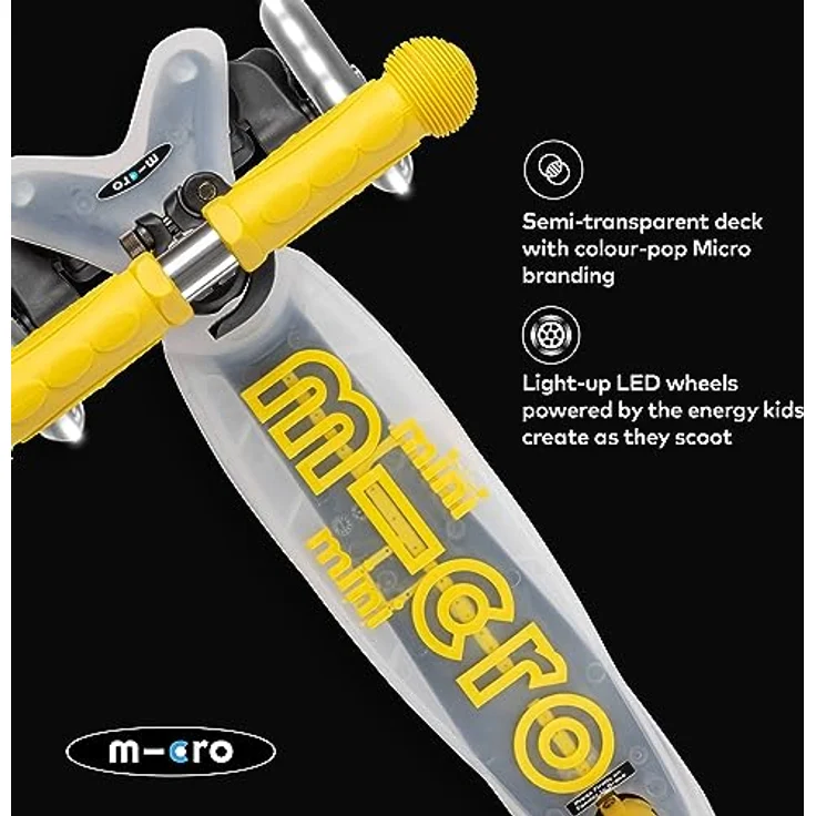 MICRO Mini micro Deluxe Flux LED | Das ORIGINAL | Kinderroller ab 2 Jahren | Inklusive LED Rollen | Transparentes Design, stylische Farbe – Bild 3