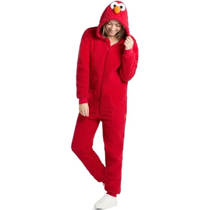 Konjac Sponge OppoSuits: Elmo (XXL), roter Onesie mit Reißverschluss und seitlichen Taschen – Bild 4