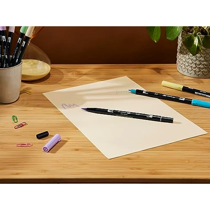 TOMBOW Filzstift, Aquarellierbarer Fasermaler mit zwei Spitzen, 18er-Set, Pastellfarben – Bild 3
