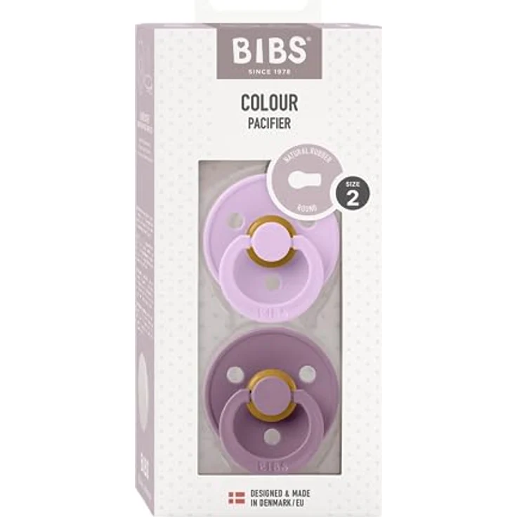 BIBS Colour Schnuller 2er-Pack, BPA-frei, Kirschform Nippel. Naturkautschuk/Latex, Hergestellt in Dänemark, Größe 2 (6-18 Monate), Violet Sky/Mauve – Bild 3