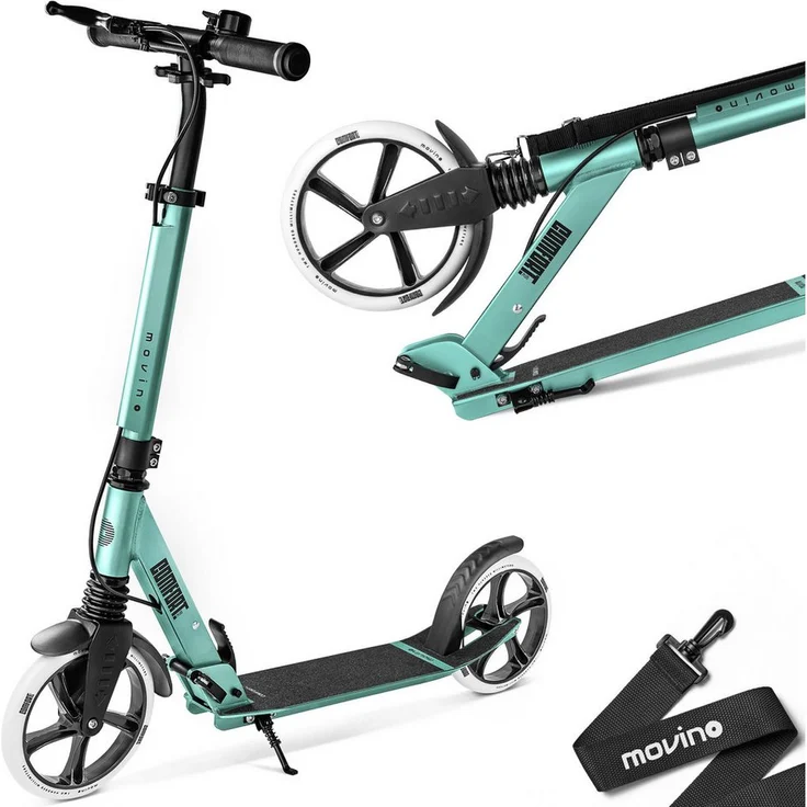 Movino Cityroller MOVINO COMFORT+, Aluminium mit Stoßdämpfer, Handbremse, klappbar, für Kinder und Erwachsene
