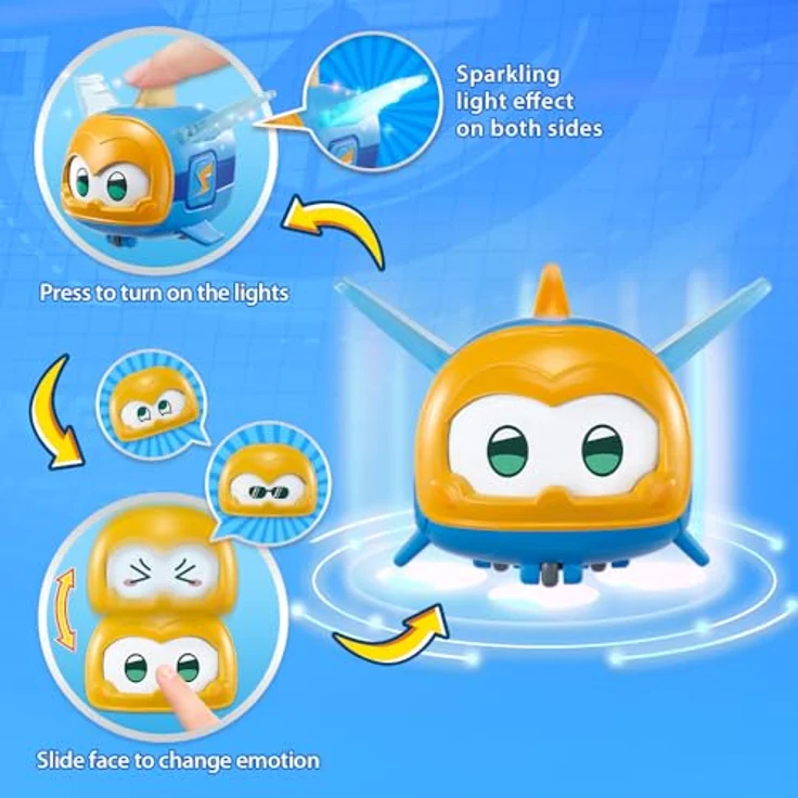 Super Wings Transforming Flugzeug Jerome & Pet, verwandelbare Spiel-Figur mit 12 cm und 4,3 cm Haustier, spielbar mit funktionierenden Rädern und Lichteffekt, für Kinder von 3-8 Jahren – Bild 4