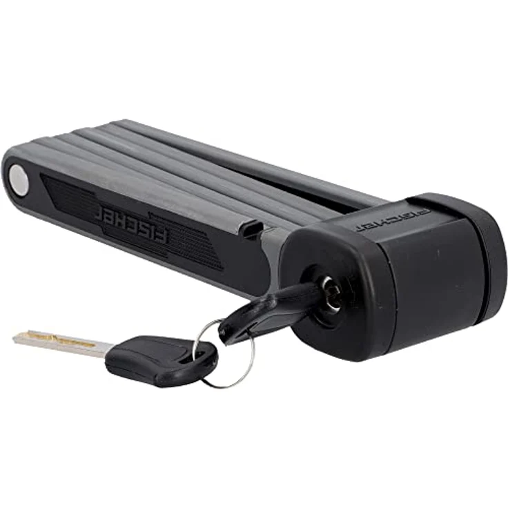 Fischer Faltschloss PROTEC FKS85 Soft-Touch, Fahrradschloss, Faltschloss mit 2 Schlüsseln, 85 cm, schwarz – Bild 3