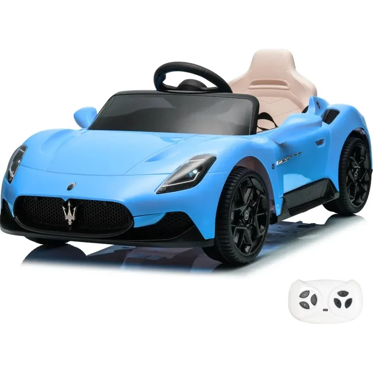 Maserati Kinder Elektro Auto 12V MC20 Cielo - 1 bis 5 Jahre - LED-Scheinwerfer - Bluetooth - Blau