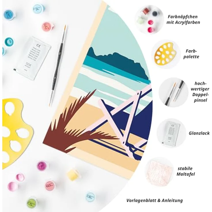 Ravensburger CreArt 23897 - Relax at the Beach - Malen nach Zahlen für Erwachsene und Kinder - Ab 12 Jahren, Acrylfarben in nummerierten Näpfchen, 30x24 cm Maltafel, inkl. Glanzlack und Pinsel – Bild 5