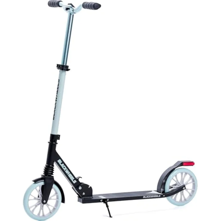 BLACKWHEELS Scooter Zoom, Schwarz und mint, leichter Aluminiumrahmen, schnelles Klappsystem, ergonomische TPU-Griffe, grosse 200 mm Räder, integrierter Stossdämpfer – Bild 2