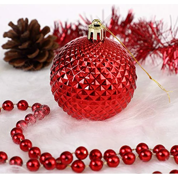 DEUBA® Weihnachstkugeln 66tlg Ø 3-6cm Kunststoff matt glänzend Christbaumkugeln Christbaumschmuck Anhänger Weihnachtsbaumkugeln Weihnachtsdeko Rot – Bild 5