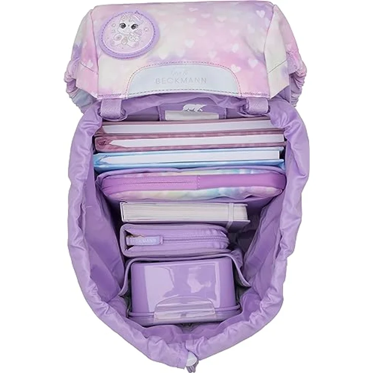 Beckmann Schulranzen Classic, 6tlg. Set in Blau, inkl. Sportrucksack, Federmäppchen, Schlamperrolle und Buttons, ergonomisch und klimaneutral – Bild 8