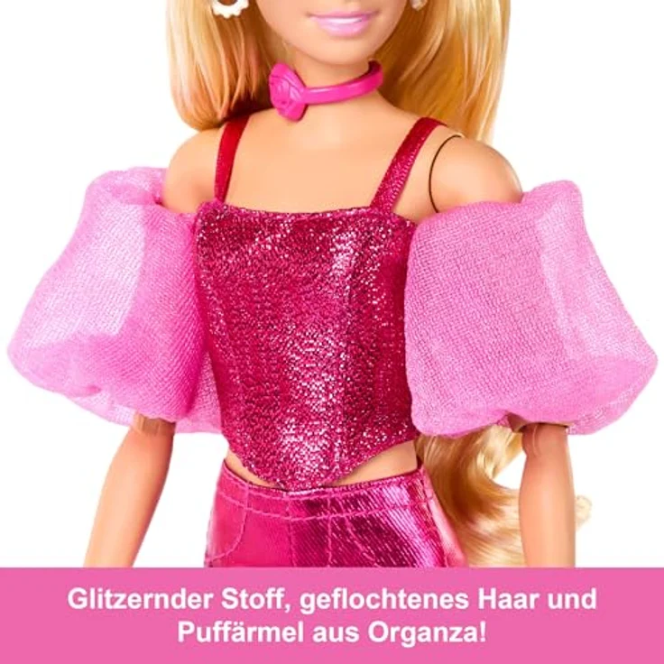 Barbie Deluxe Style Anziehpuppe, pinkes Metallic Outfit mit hochwertigen Accessoires – Bild 2