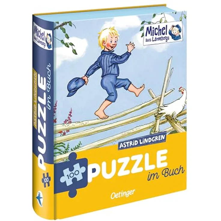 Oetinger 100 Teile Puzzle ab 6, Michel aus Lönneberga, Puzzle im Buch, Yellow, Bunt bebildert