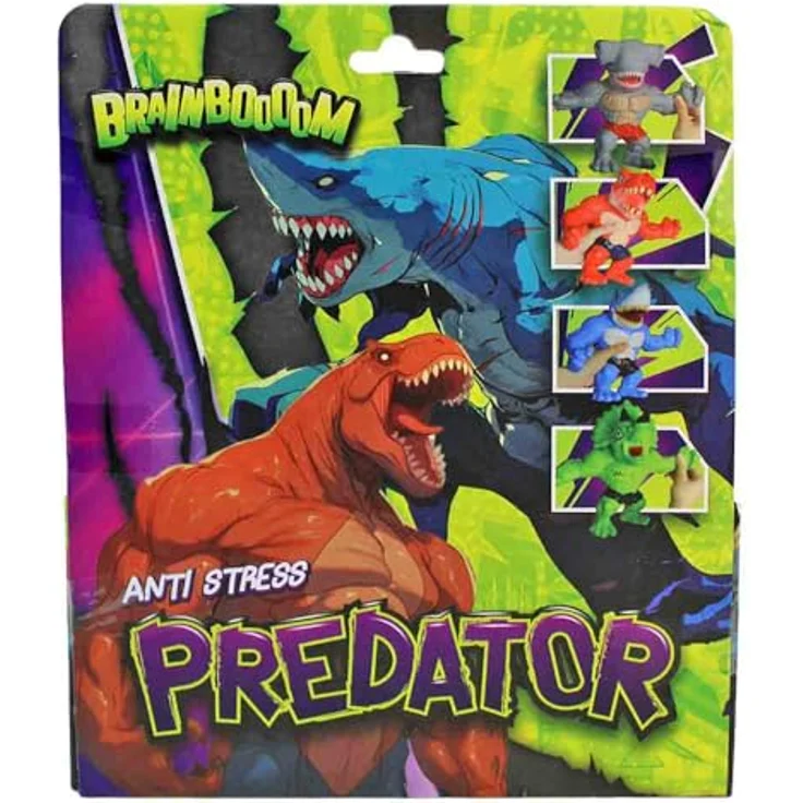 BEMIRO BrainBoooom Predator Anti-Stress-Figur, dehnbare Actionfigur im Hai-Design, 22 cm, Grau mit Orange, ideal zum Stressabbau – Bild 4