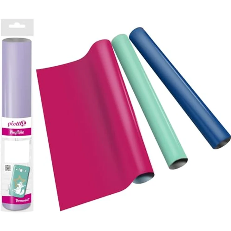plottiX Vinylfolie permanent grün 31,5 cm x 1,0 m, hochglänzende, stark selbstklebende PVC-Folie für Innen- und Außenbereich – Bild 2