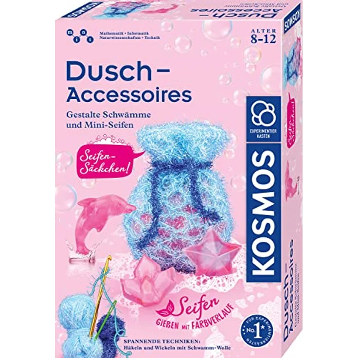 Kosmos 671600 Dusch-Accessoires, Experimentierkasten für Kinder ab 8 Jahren, Mini-Seifen mit Farbverlauf und Schwämme aus Dusch-Wolle, Amazon Exklusiv – Bild 1