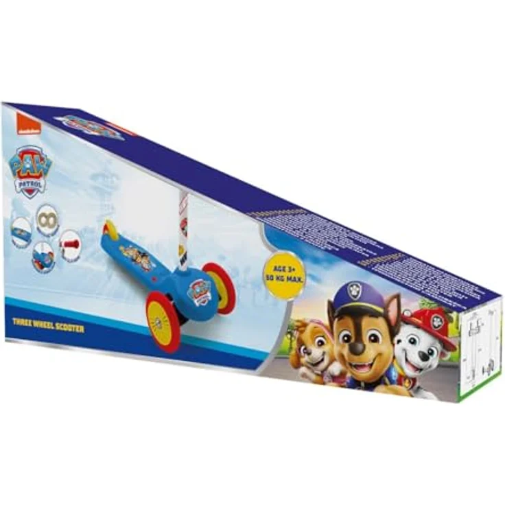 Seven 3-Rad Scooter Paw Patrol mit Lean-to-Steer-Lenkung, rutschfestem Deck und Hinterradbremse, klappbar – Bild 6
