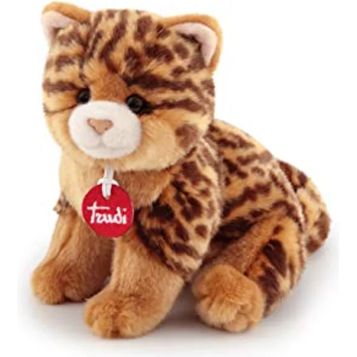 Trudi 21041 Klassik Plüschkatze Brad ca. 20 cm, Größe S, hochwertiges Stofftier mit weichen Materialien, Plüschtier mit realistischen Details, getupft, waschbar, Kuscheltier für Kinder, Braun