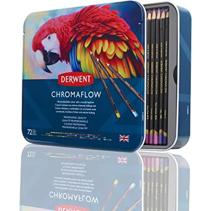 Derwent Chromaflow Buntstifte im 72er Set in Metallbox, 3,5 mm Minenstärke, Mischbar mit Geschmeidiger Textur, Ideal zum Zeichnen, Ausmalen und Layering, Professionelle Qualität, 2306014 – Bild 3