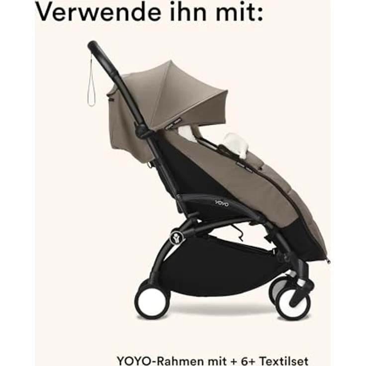 Stokke YOYO Fußsack, Taupe - Sherpa-Futter, Fleece-Kapuze mit Kordelzug, doppelte Wattierung - Maschinenwaschbar bei 30°C - Inklusive kleiner Tasche – Bild 4