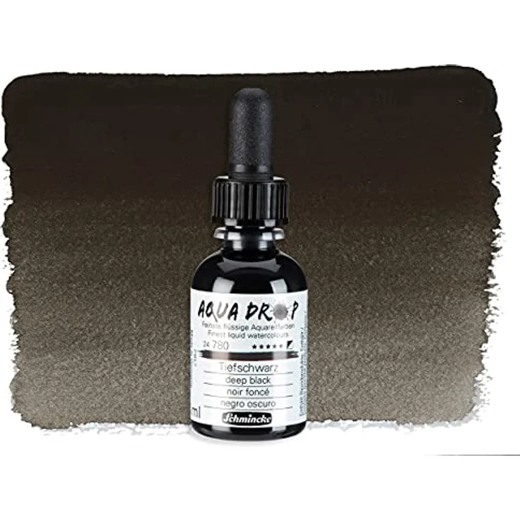 Schmincke AQUA DROP Aquarellfarbe, Tiefschwarz, 30 ml Pipettenflasche, pigmentbasiert, lichtecht für Aquarellmalerei und Urban Sketching – Bild 2