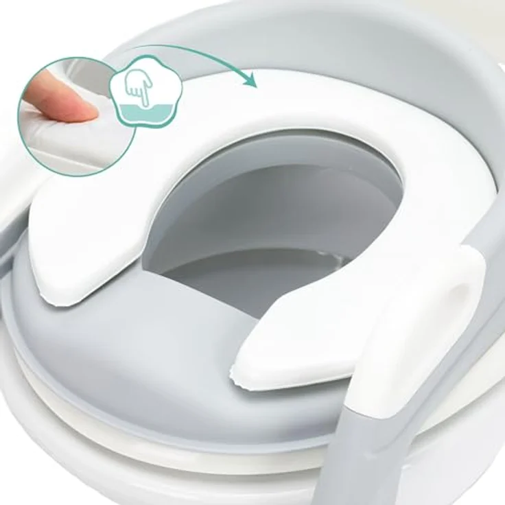Fillikid Toilettentrainer Ben Exklusiv, höhenverstellbar und faltbar, mit integrierter Treppe, weiß/grau – Bild 4