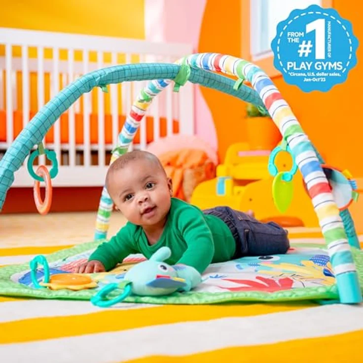 Bright Starts Wild Wiggles™ FoldAway Activity Gym™, Spielbogen mit 5 Spielzeugen und Musik, bunt – Bild 2