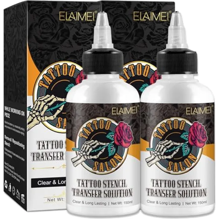 P-Beauty Tattoo Transfergel 2x 150ml - klares Schablonen Gel für präzise Tattooübertragung - hautverträgliche und langanhaltende Transfercreme - Tattoo Zubehör