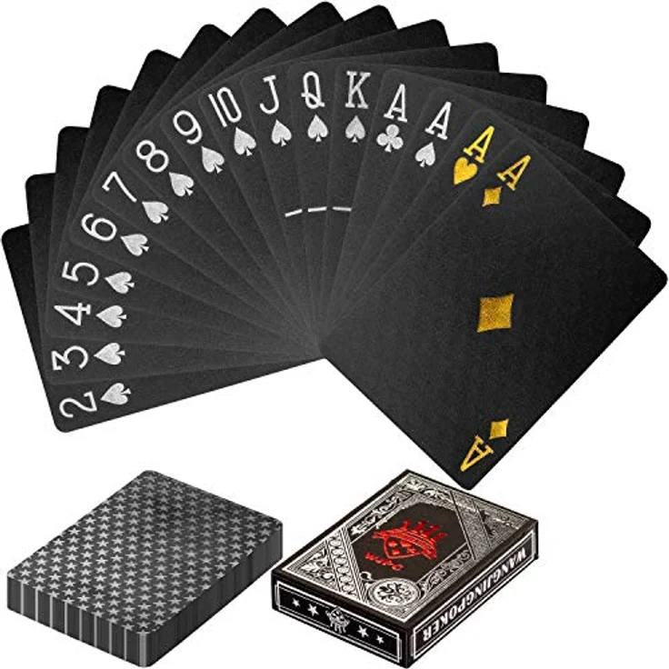 GAMES PLANET Design Pokerkarten aus Kunststoff, 100% WASSERDICHT, reißfest, Varianten: Pure Gold/Black Gold/Black Silver, Poker Deck Plastik Spielkarten – Bild 1