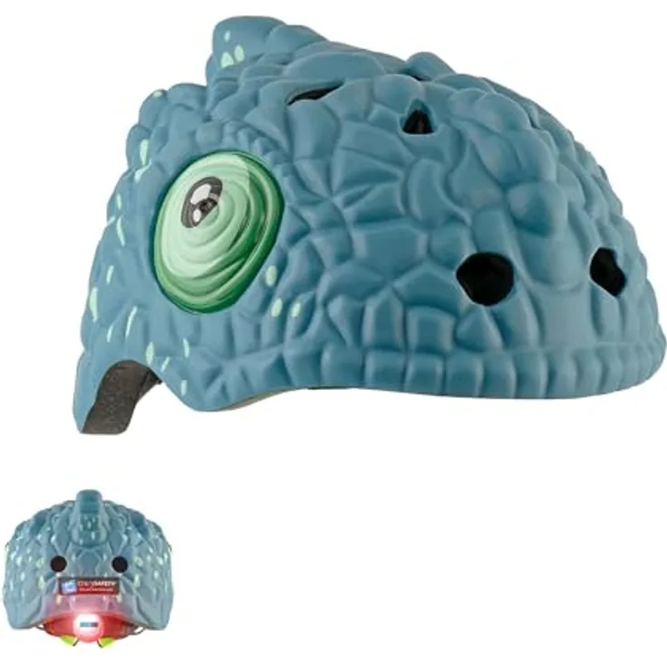 Crazy Safety Kinder Fahrradhelm | Leichter und Verstellbarer 3D Tierhelm 49-55 cm (Chamäleon Blau)