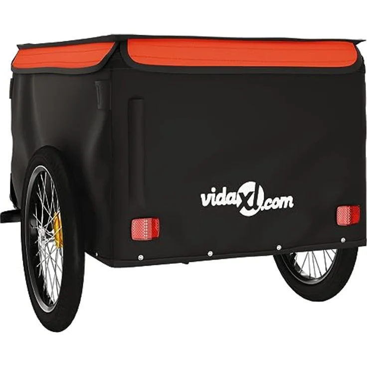 vidaXL Fahrradlastenanhänger Lastenanhänger Schwarz und Orange 45 kg Eisen, Robustes Material, Praktisches Design, Cleveres Design – Bild 9