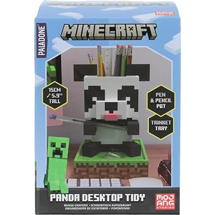 Paladone Minecraft Panda Schreibtisch-Organizer - Niedliches Ordnungszubehör für Stifte, Bleistifte & Marker mit Schmucktablett & Handyhalter – Bild 4