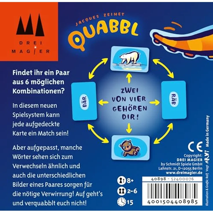 Schmidt Spiele 40898 Quabbl, DREI Magier Kartenspiel, Wörter rückwärts lesen, 2-6 Spieler, ab 8 Jahren – Bild 2