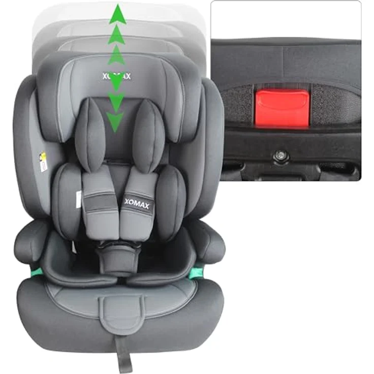 XOMAX LM238, Autokindersitz anthrazit-grau mit ISOFIX, für Kinder 9-36 kg, ab 15 Monaten bis 12 Jahre – Bild 5