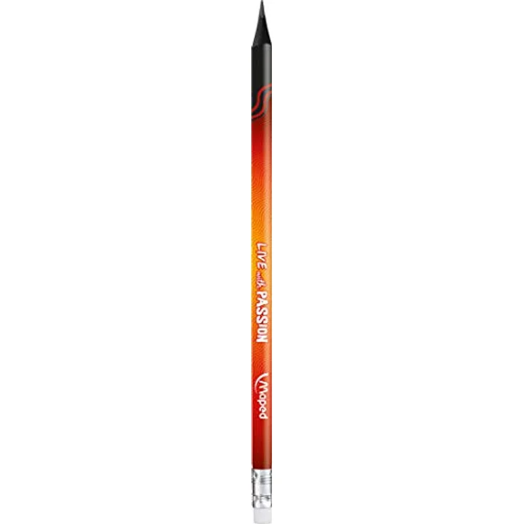 Maped BLACK'PEPS ENERGY Ergonomische Drei-Kant-Bleistifte mit Radiergummikopf, HB-mittel, 6er Pack, trendiger schwarzer Schaft mit buntem Motivationsdruck – Bild 4