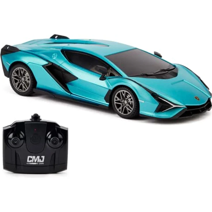 CMJ RC CARS Lamborghini Sián FKP 37, 1:24 Maßstab, blau, ferngesteuertes Sport Rennspielzeugauto mit 6,4 km/h Höchstgeschwindigkeit – Bild 1