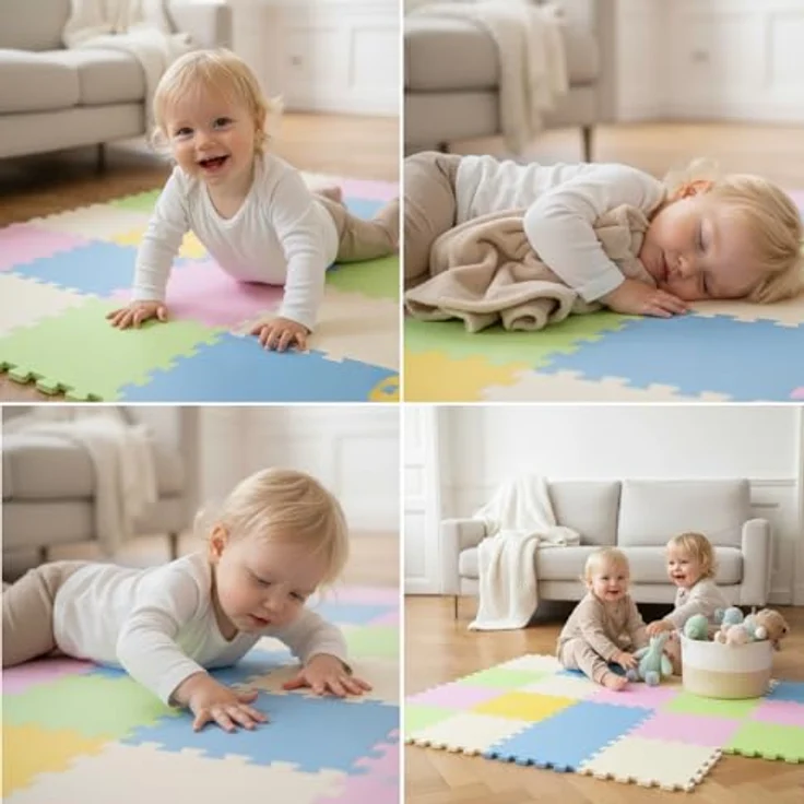 LittleTom Puzzlematte, 18 Teile bunte Baby Spielmatte, 30 x 30 cm Krabbelmatte für Kleinkinder – Bild 4