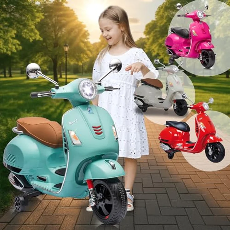 Weiss Ride-on Vespa GTS 125 Li-Power 12.6, elektrisches Kinderfahrzeug mit 60 km/h und Lithium-Ionen-Akku, weiss – Bild 6