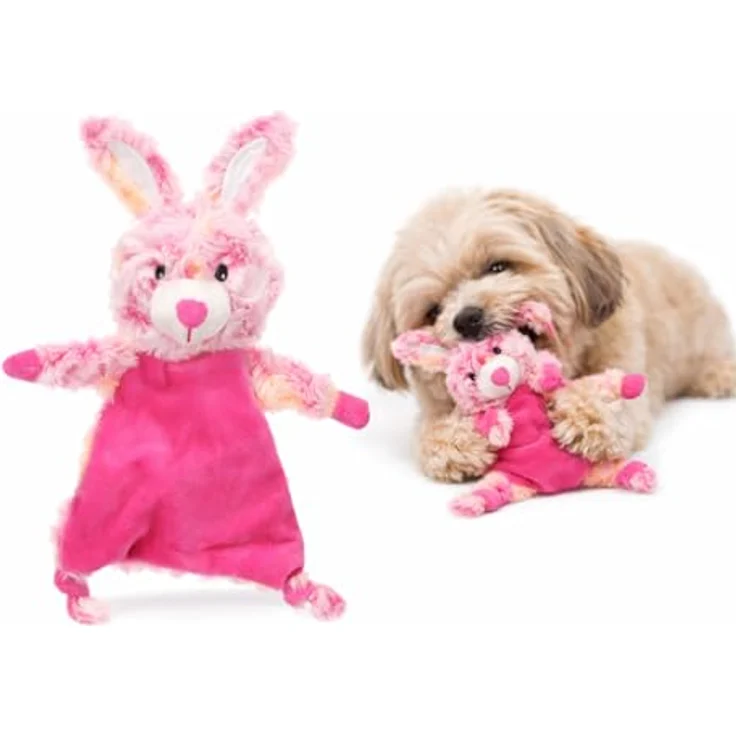 Flamingo Kuscheltier Hundespielzeug Roza Kaninchen, Plüsch mit Squeaker und Knistergeräuschen, rosa, 19 x 7 x 26 cm – Bild 1