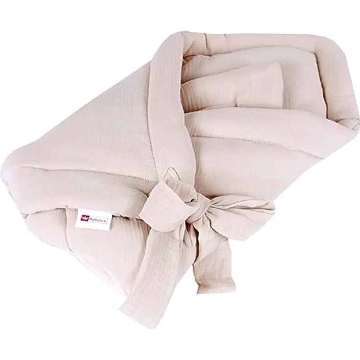 BabyLux Einschlagdecke Musselin BABYHÖRNCHEN 75 x 75 cm Baby Neugeborene Erstaussttatung Umschlagdecke (Sand)