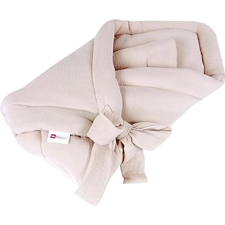 BabyLux Einschlagdecke Musselin BABYHÖRNCHEN 75 x 75 cm Baby Neugeborene Erstaussttatung Umschlagdecke (Sand) – Bild 1