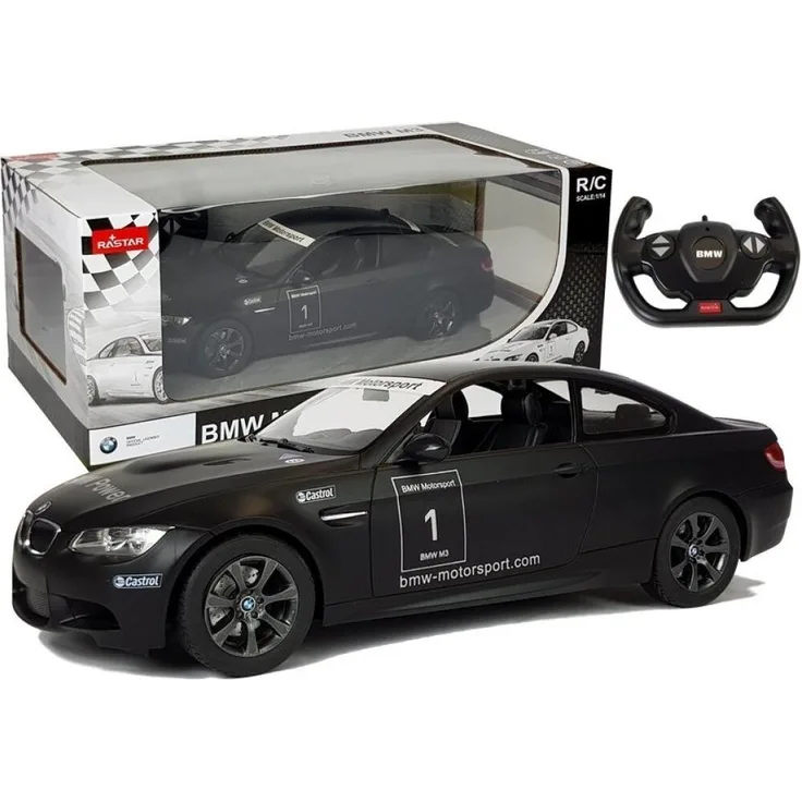 Wisam BMW M3 ferngesteuerter Sportwagen RC Rastar, Schwarz, 1:14, robuste Verarbeitung, ideale Bedienung für Kinder, realistische Beleuchtung und Soundfunktionen