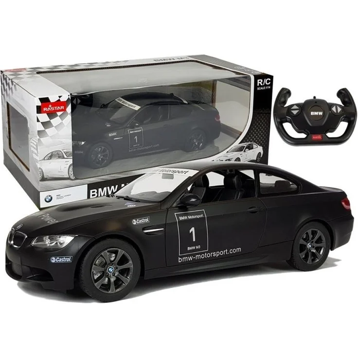 Wisam BMW M3 ferngesteuerter Sportwagen RC Rastar, Schwarz, 1:14, robuste Verarbeitung, ideale Bedienung für Kinder, realistische Beleuchtung und Soundfunktionen